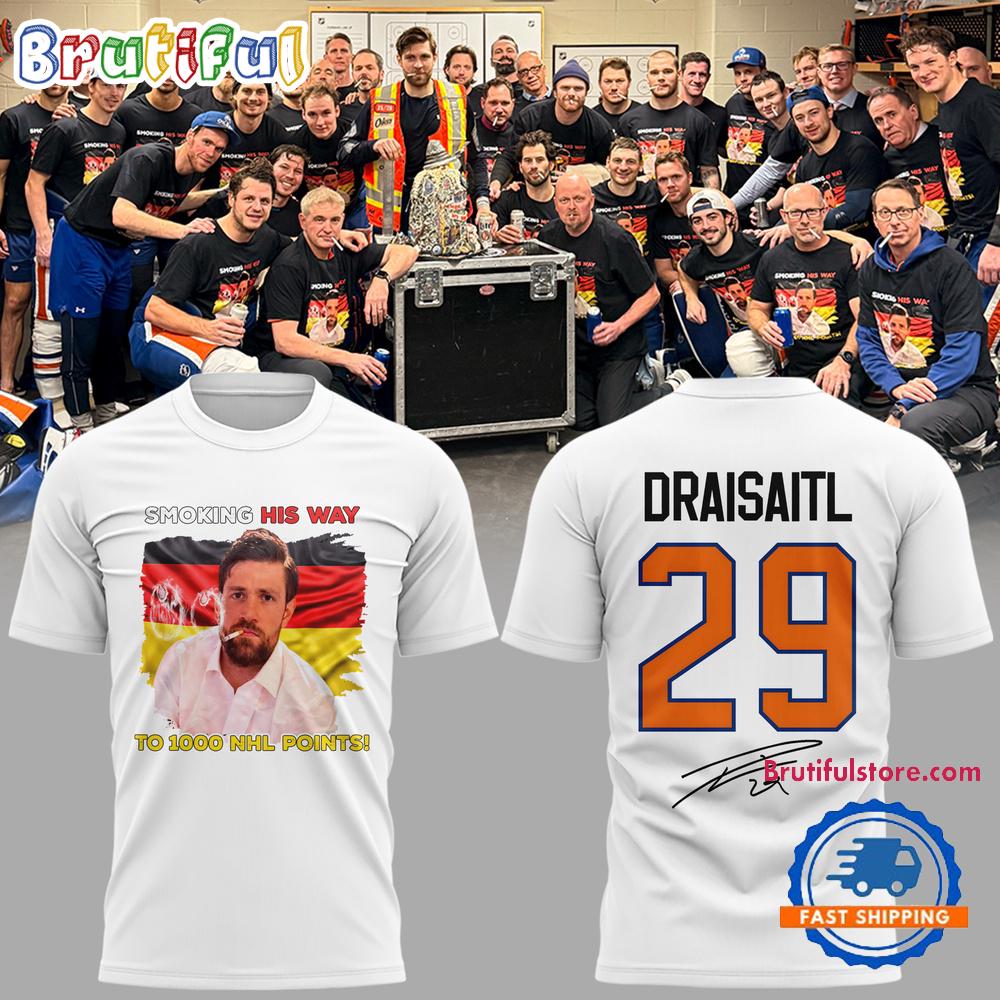 Leon Draisaitl Edmonton Oilers 1000 Career NHL Points White T Shirt