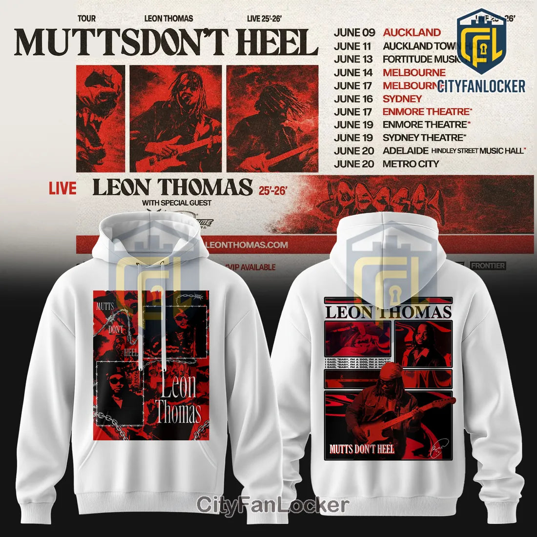 Leon Thomas Mutts Don’t Heel Tour Concert White Graphic Hoodie