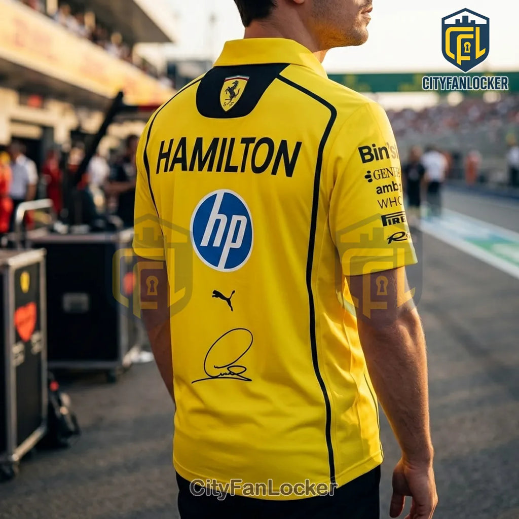 Lewis Hamilton Scuderia Ferrari 2026 Yellow Polo Shirt