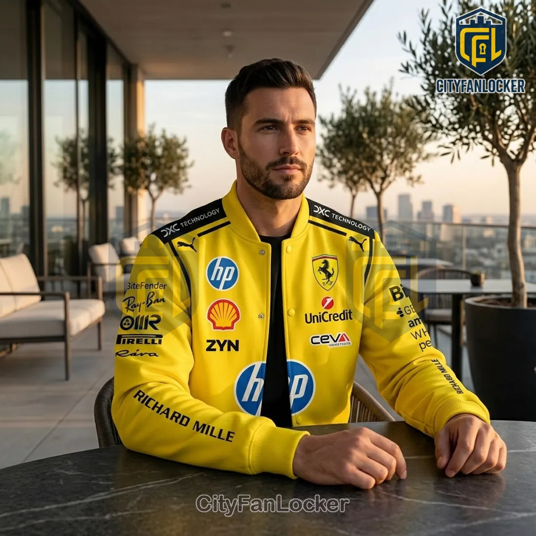 Lewis Hamilton Scuderia Ferrari Yellow Baseball Jacket 2026