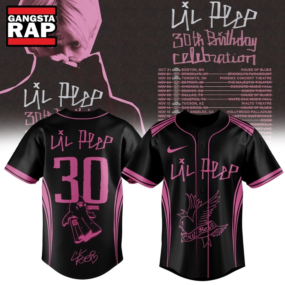 Lil Peep 30th Birthday Celebration Limited Edition Signature Black Baseball Jersey