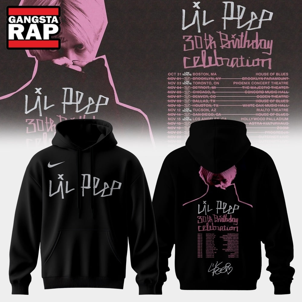 Lil Peep 30th Birthday Celebration Limited Edition Signature Black Hoodie T-Shirt