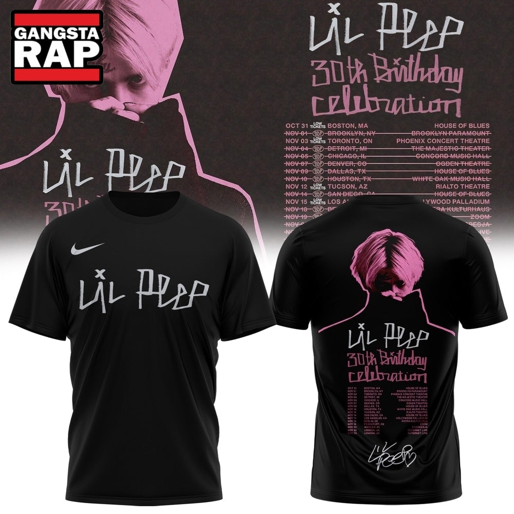 Lil Peep 30th Birthday Celebration Limited Edition Signature Black Hoodie T-Shirt