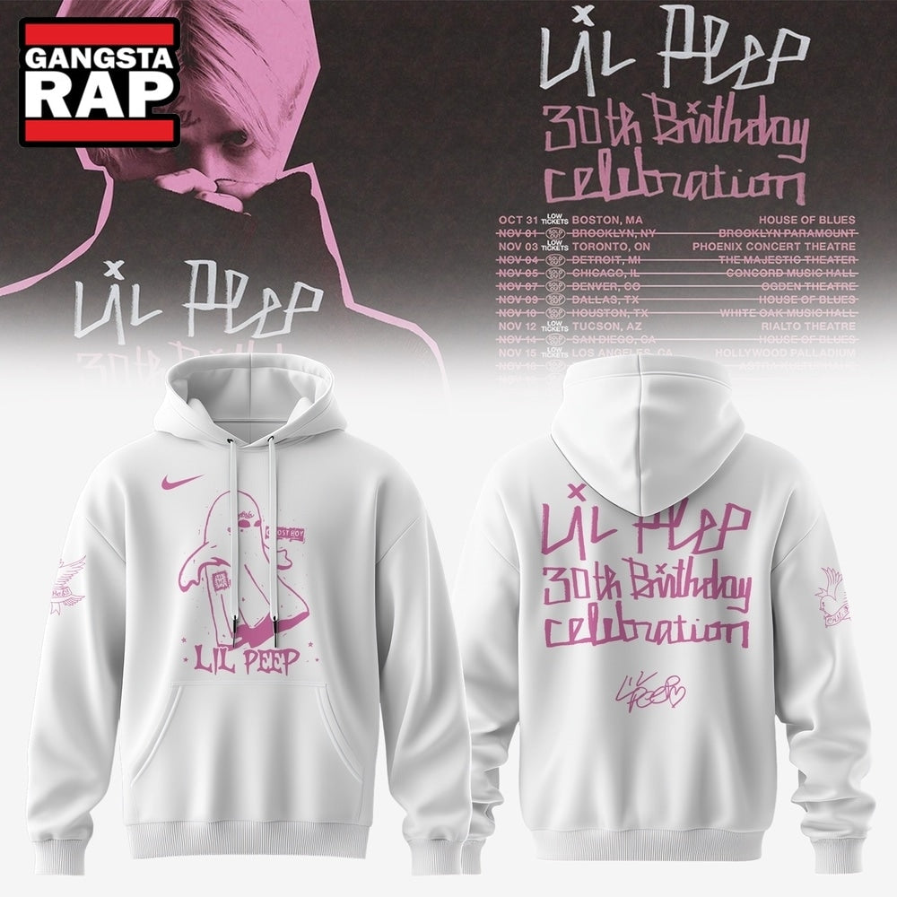 Lil Peep 30th Birthday Celebration Limited Edition Signature White Hoodie T-Shirt