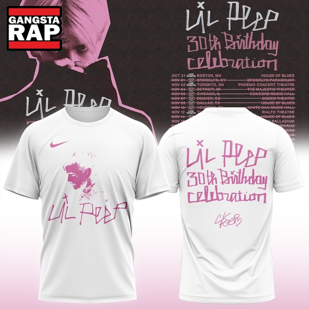 Lil Peep 30th Birthday Celebration Limited Edition Signature White Hoodie T-Shirt