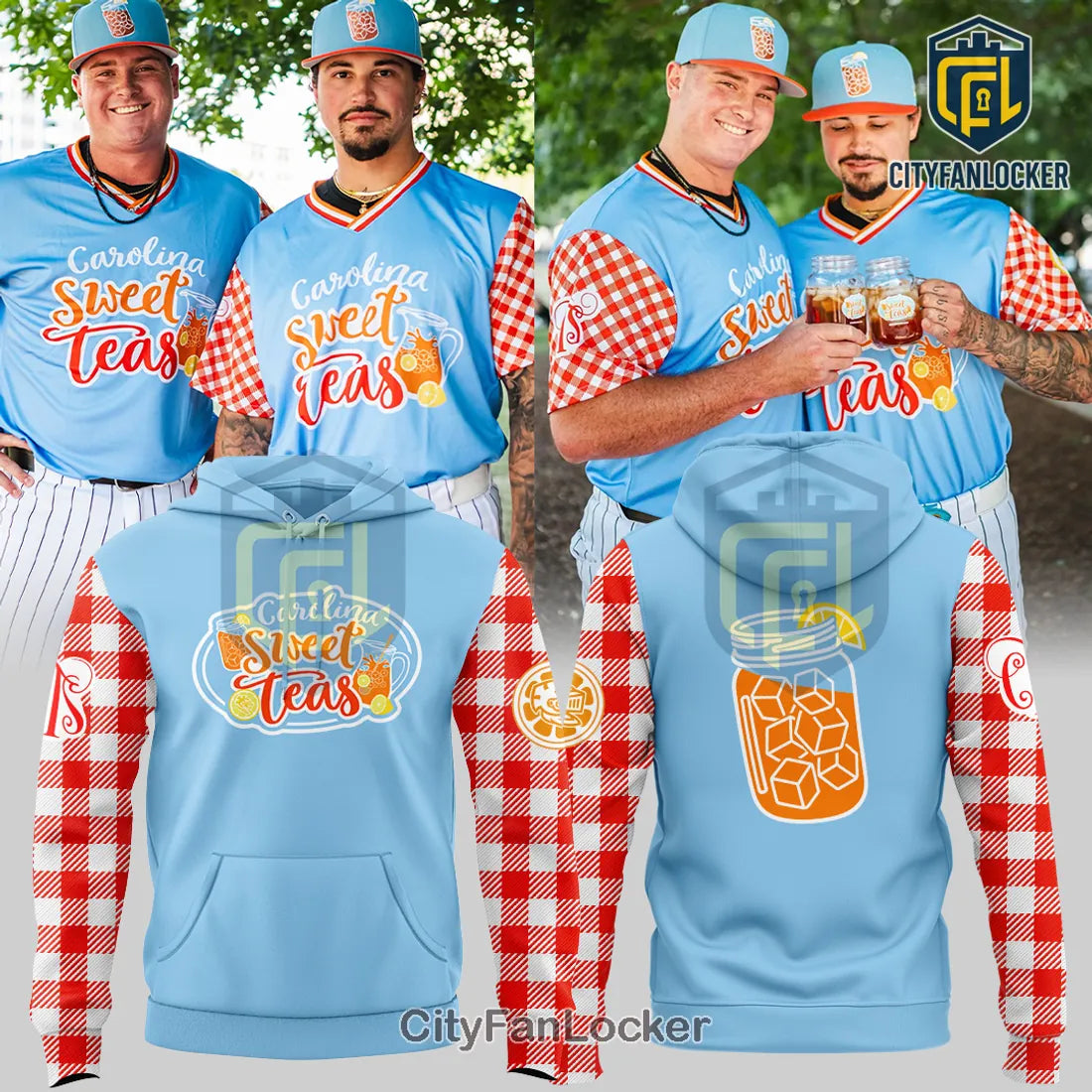 Limited Edition Carolina Sweet Teas Baseball Gingham Hoodie