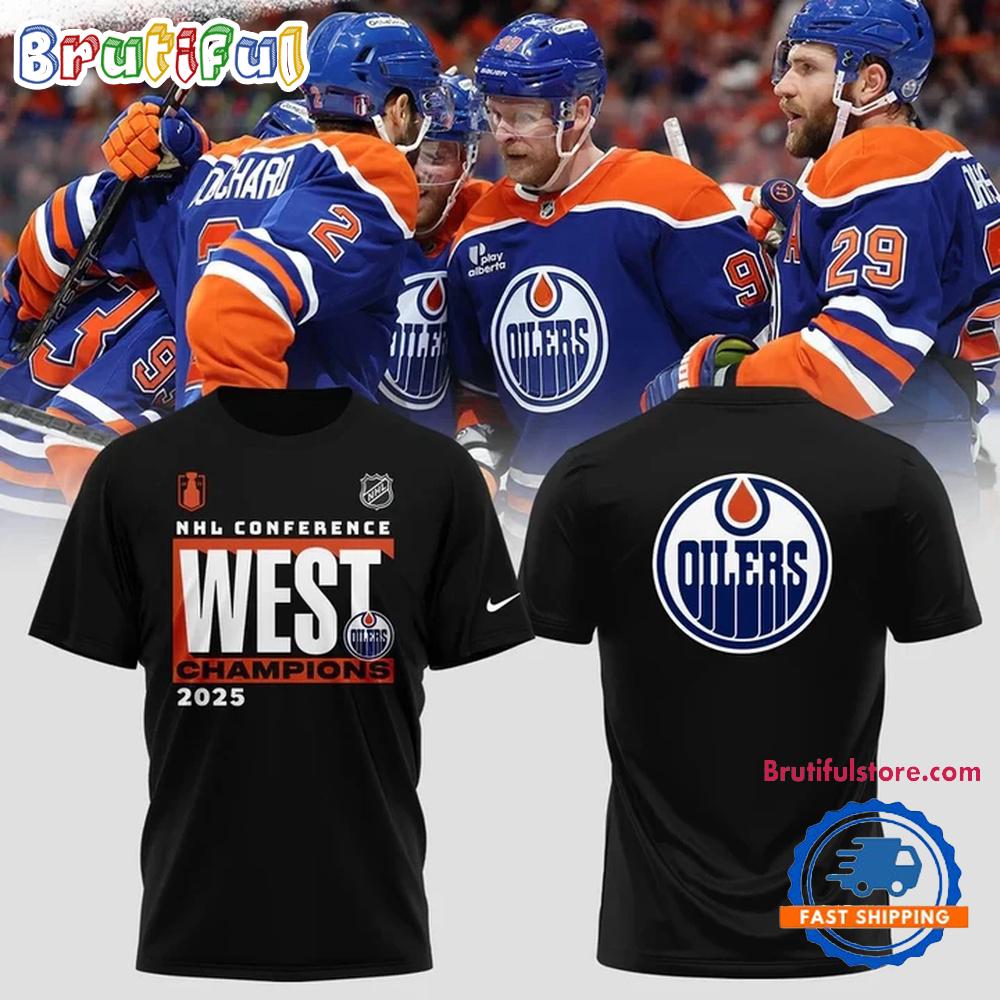 Limited Edition Edmonton Oilers 2025 Western Conference Champions Black T Shirt