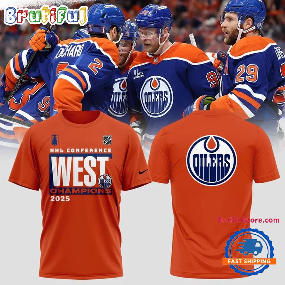 Limited Edition Edmonton Oilers 2025 Western Conference Champions Orange T Shirt