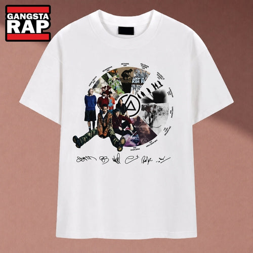 Linkin Park Discography Vinyl Wheel Band Signatures T Shirt , Music 2D Shirt
