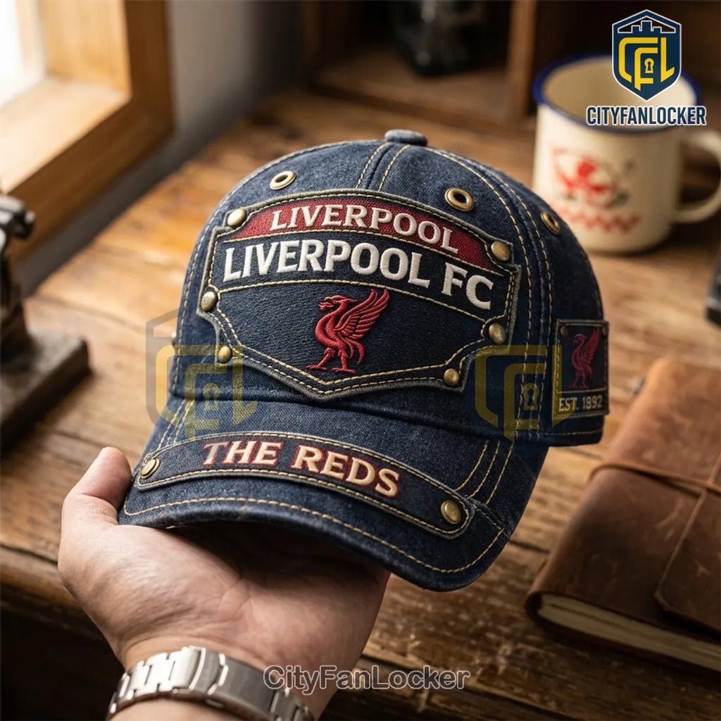 Liverpool FC Vintage Denim Embroidered Baseball Cap