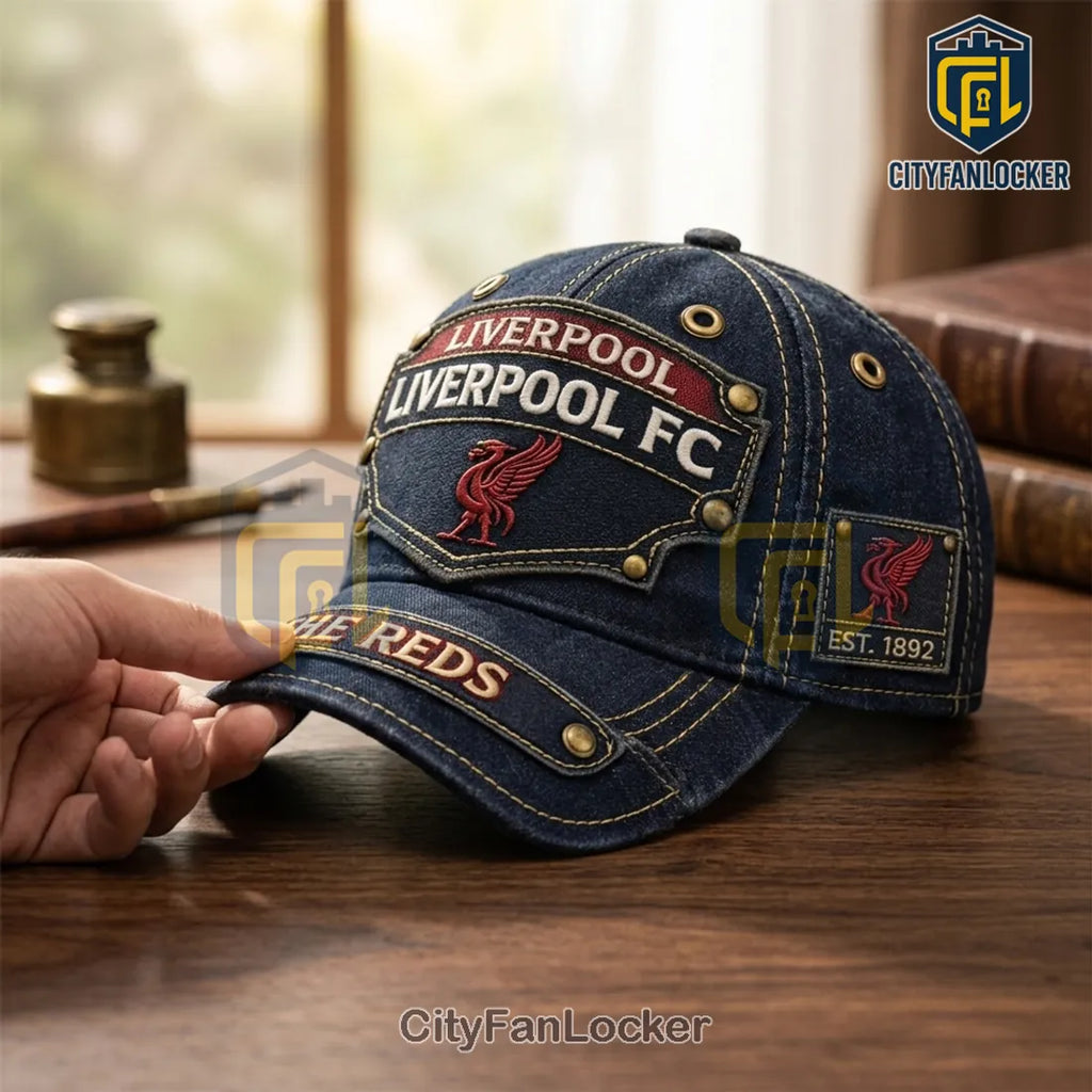 Liverpool FC Vintage Denim Embroidered Baseball Cap