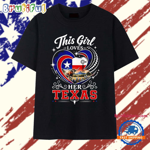 Lone Star State longhorn bluebonnets windmill this girl loves her Texas T Shirt