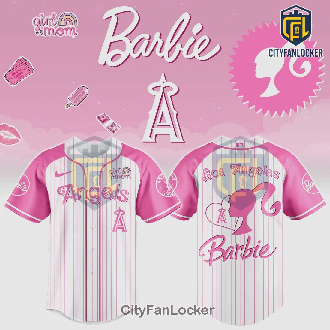 Los Angeles Angels Barbie Girl Mom Limited Edition Baseball Jersey