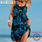 Los Angeles Chargers Flower Pattern Women’s Summer Beach Sling Dress