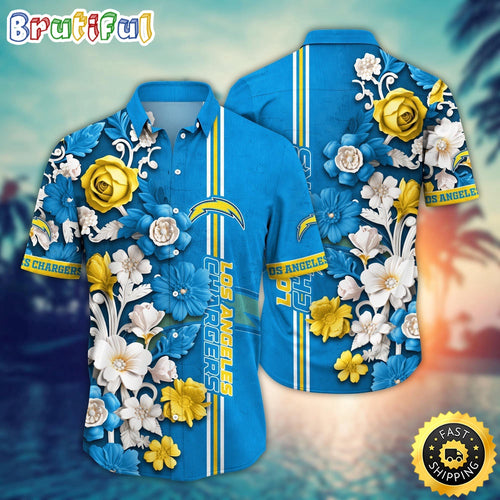 Los Angeles Chargers Hawaii Shirt Flower Aloha Shirt For Football Fans