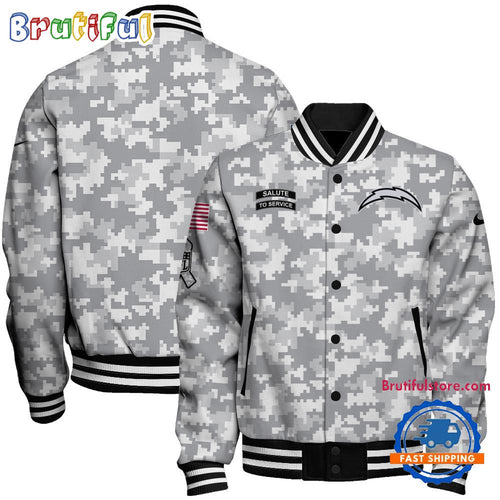 Los Angeles Chargers National Football League Arctic Camo Salute To Service Veterans Varsity Jacket