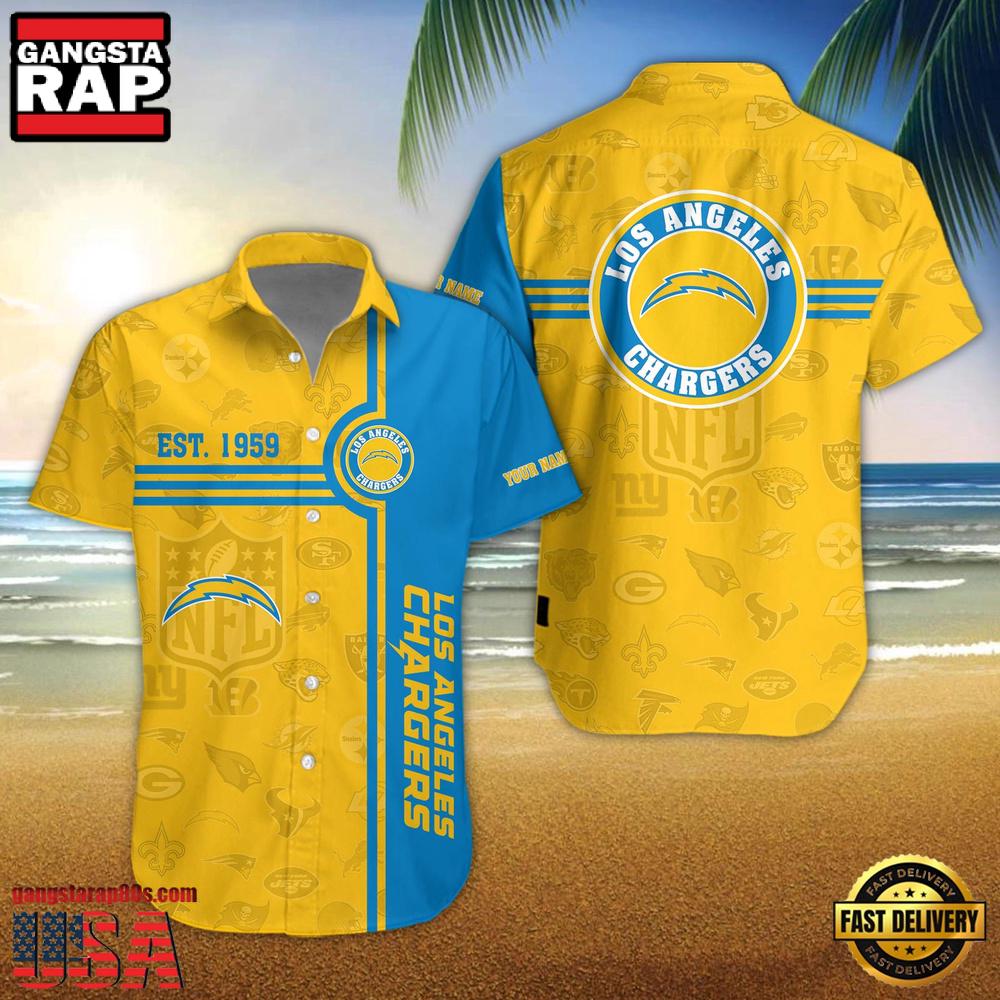 NFL Los Angeles Chargers Logo Team Custom Name New Design Hawaiian Shirt