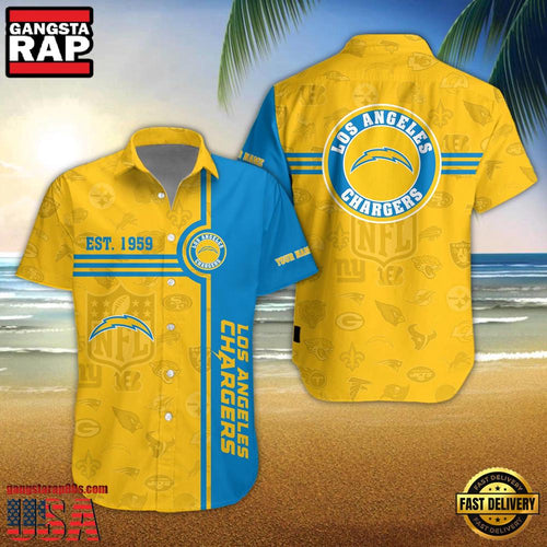 NFL Los Angeles Chargers Logo Team Custom Name New Design Hawaiian Shirt