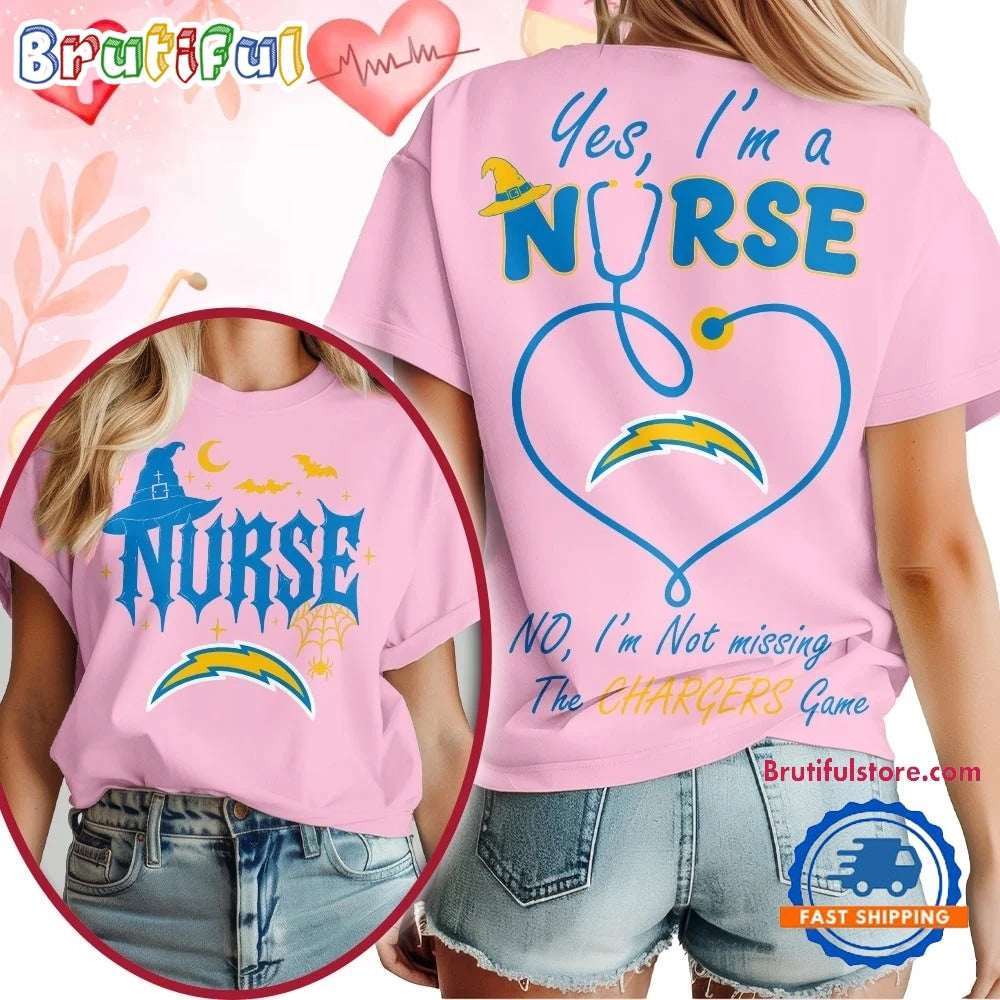 Los Angeles Chargers NFL Night Shift Never Misses Game Day Halloween Nurse Unisex 3D Shirt