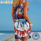 Los Angeles Chargers Tie Dye Independence Day Women’s Summer Beach Sling Dress
