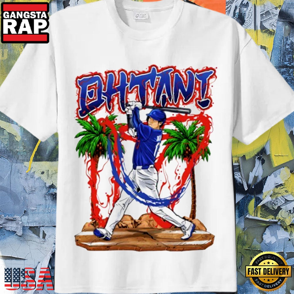 Los Angeles Dodgers #17 Shohei Ohtani Baseball Swing Art T-Shirt