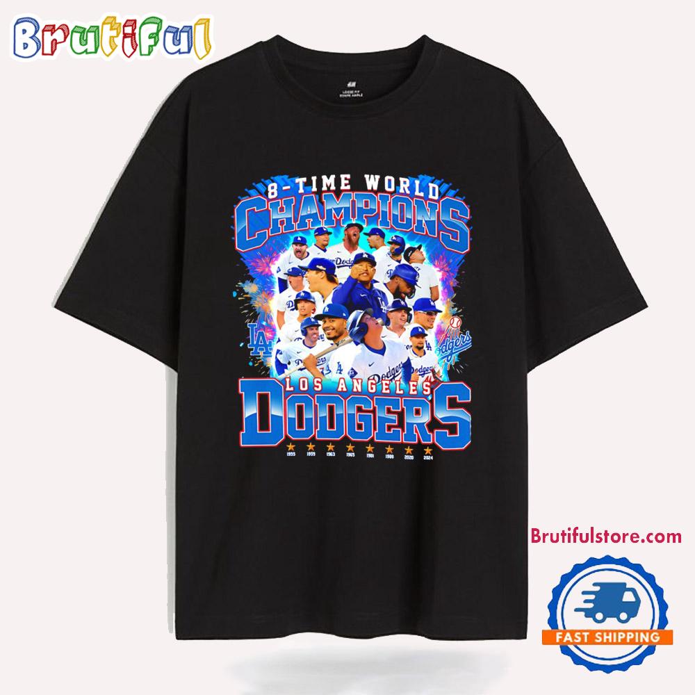 Los Angeles Dodgers 8-Time Champions 2025 T Shirt