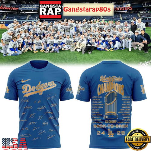 Los Angeles Dodgers Back 2 Back World Series Champions Signature Unisex T Shirt