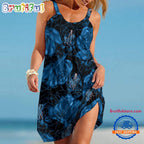 Los Angeles Dodgers Flower Pattern Women’s Summer Beach Sling Dress
