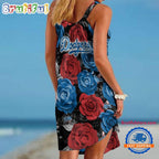Los Angeles Dodgers Flower Women’s Summer Beach Sling Dress