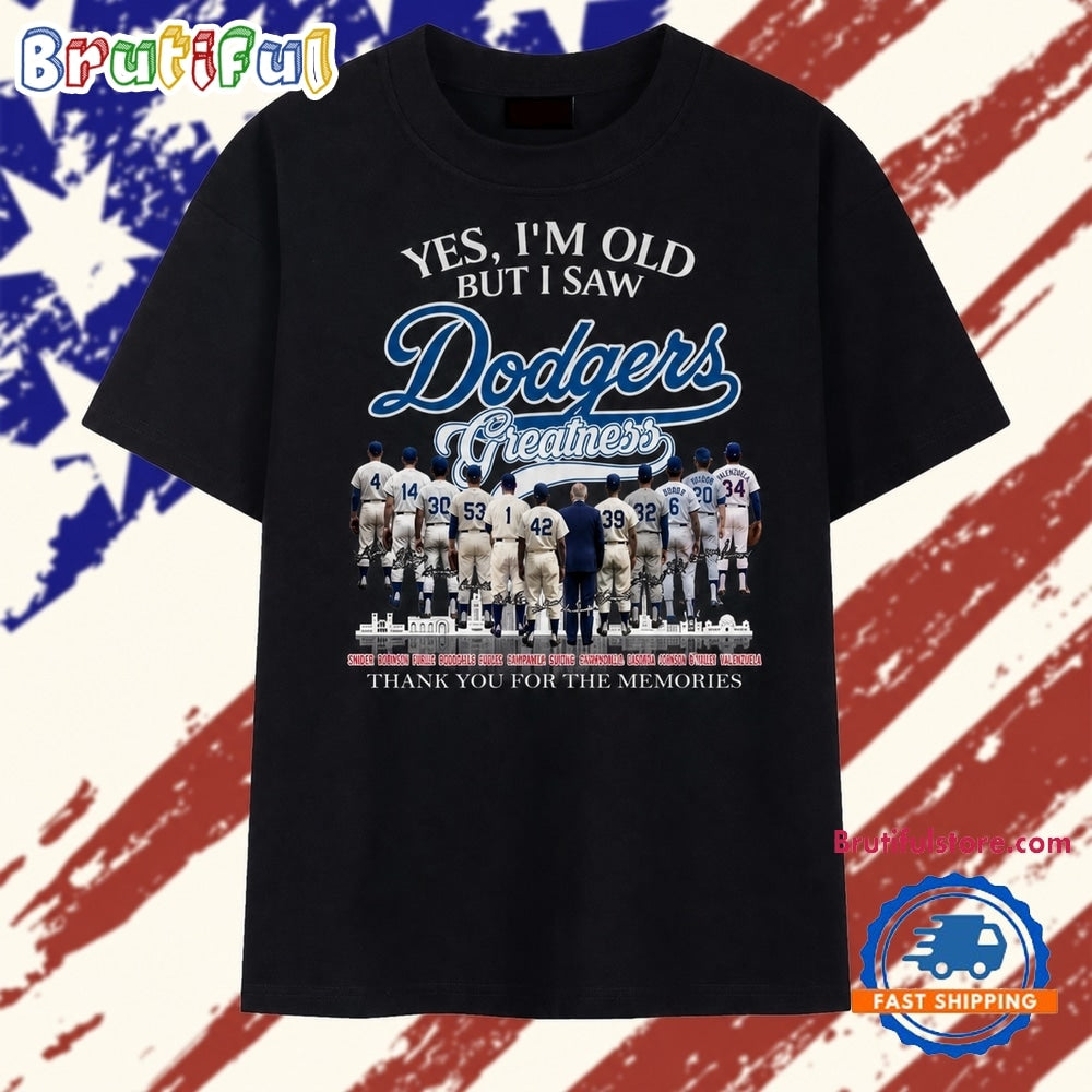 Los Angeles Dodgers Greatness Legends Signatures Vintage Graphic T Shirt