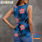 Los Angeles Dodgers Hibiscus Pattern Women’s V-Neck Ribbed Tank Top