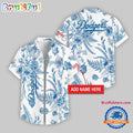 Los Angeles Dodgers Leaf Flower Pattern Personalized Name Hawaii Shirt