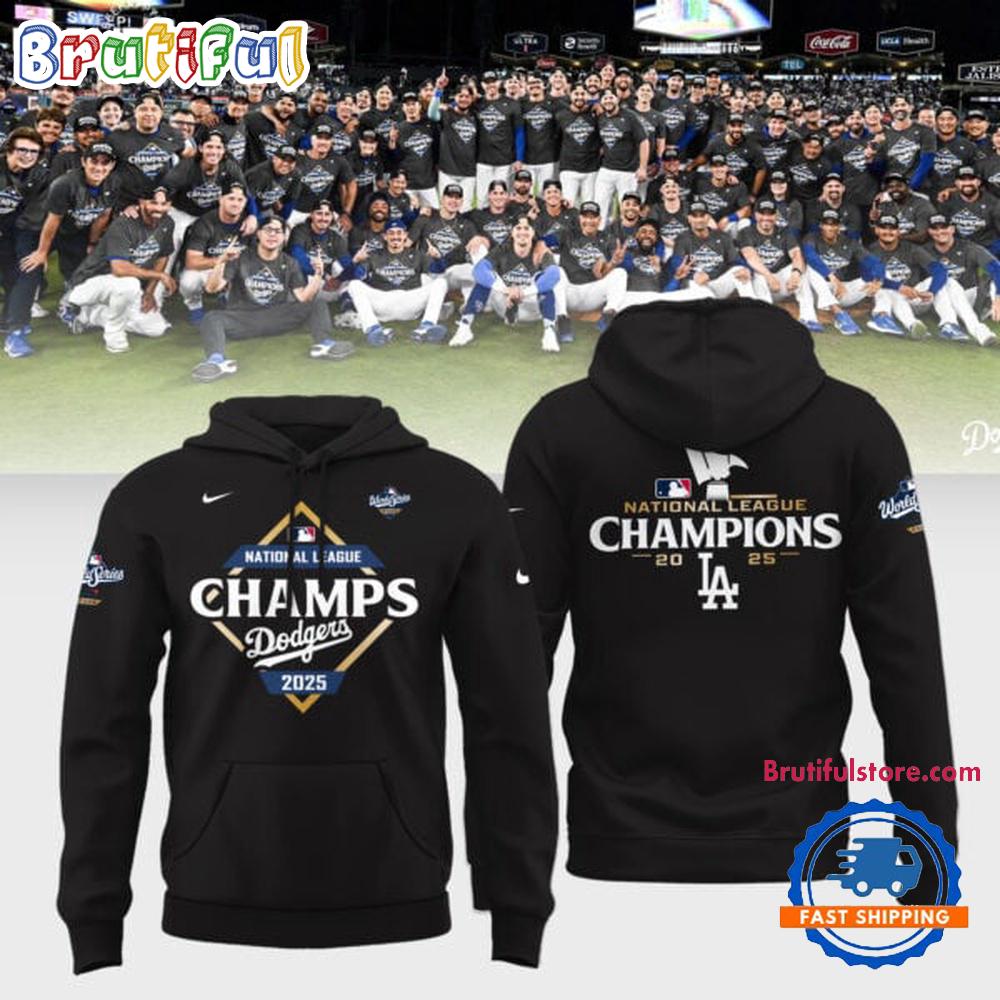 Los Angeles Dodgers National League Champions 2025 Black Hoodie Shirt