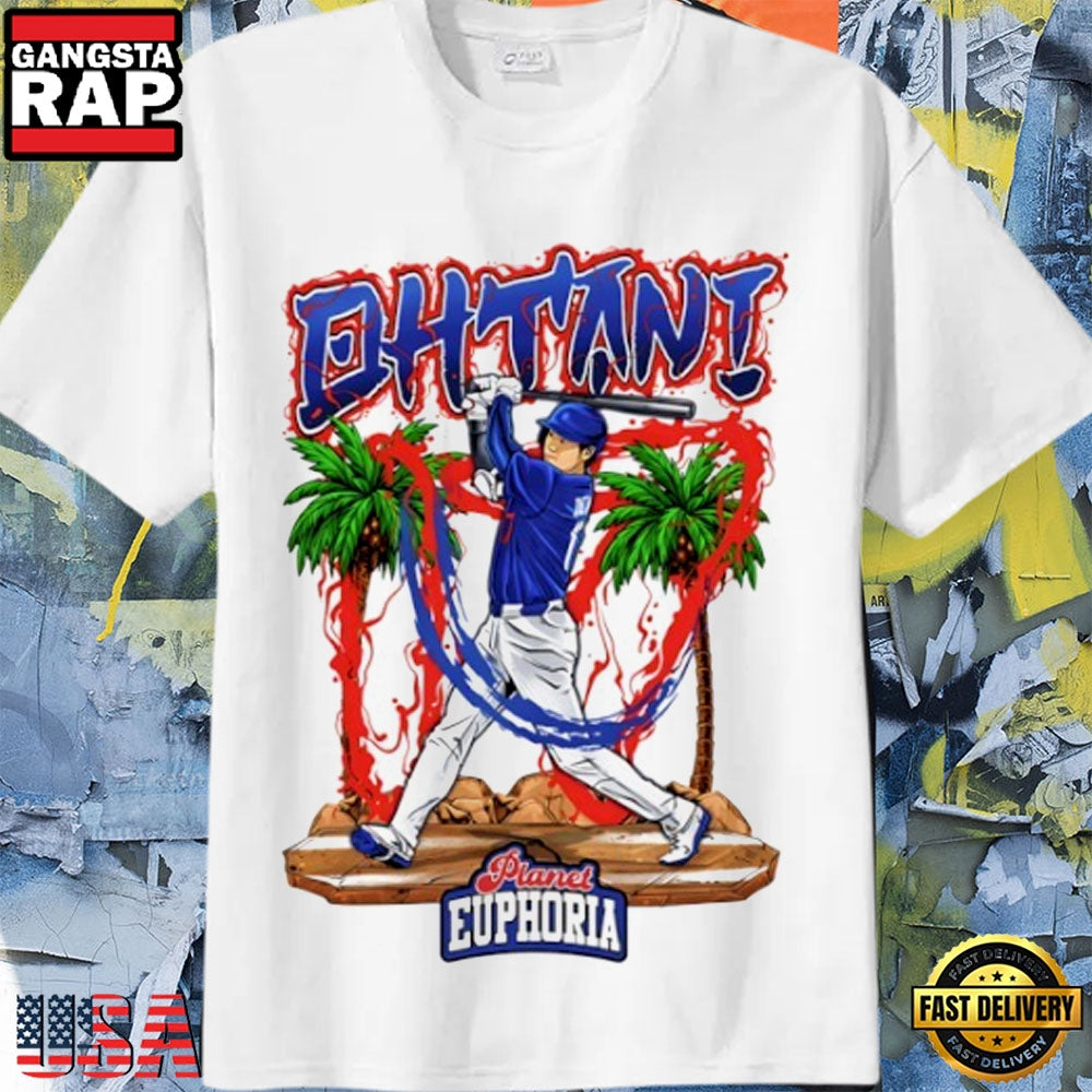 Los Angeles Dodgers Shohei Ohtani #17 Comic Baseball Swing T-Shirt