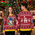 Los Angeles Dodgers Stitch Baseball Player Red Ugly Christmas Sweater