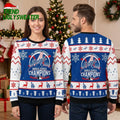 Los Angeles Dodgers World Series Champions Snowflake Pattern Ugly Christmas Sweater