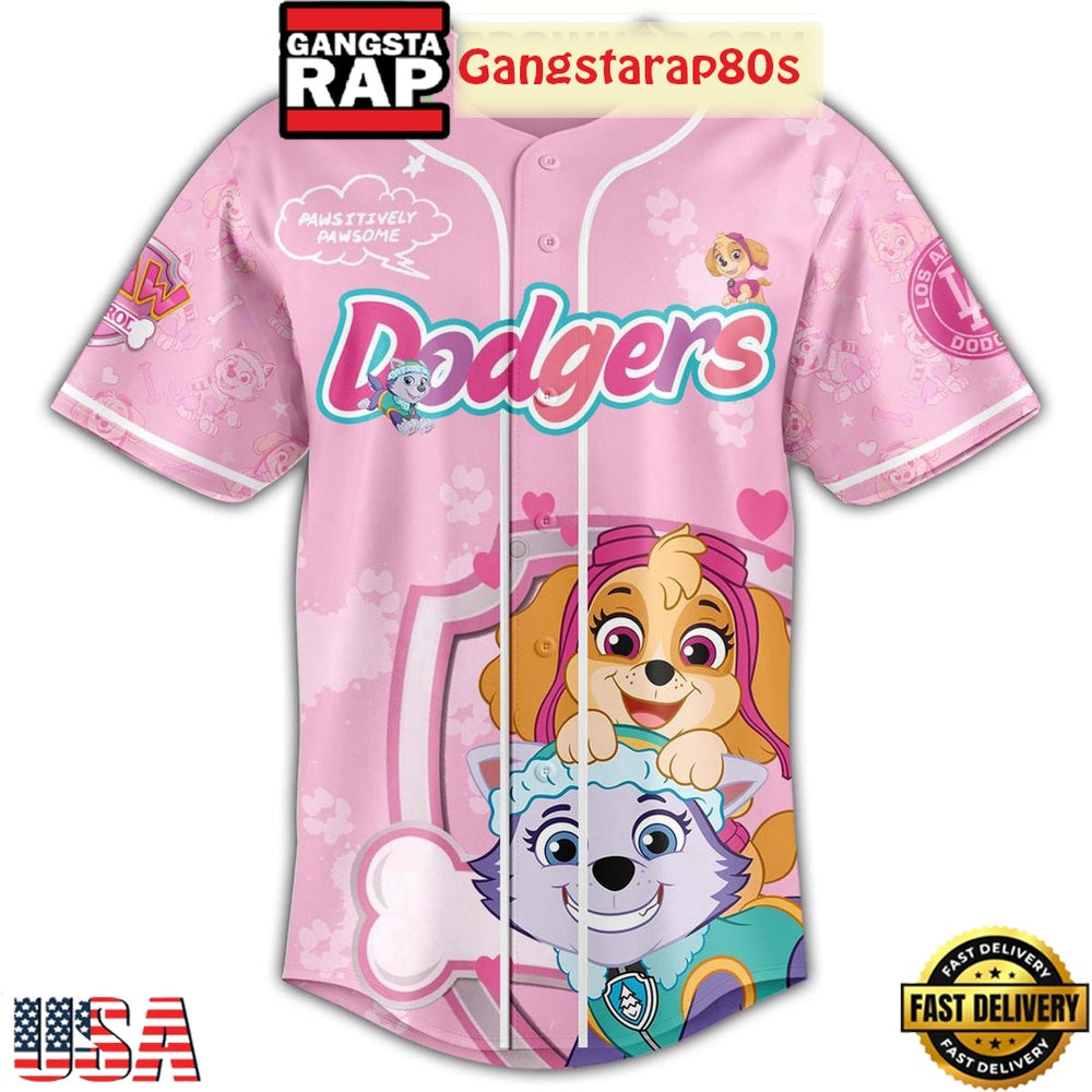 Los Angeles Dodgers x Dog Day With Paw Patrol For Kid And Families 2025 Baseball Jersey