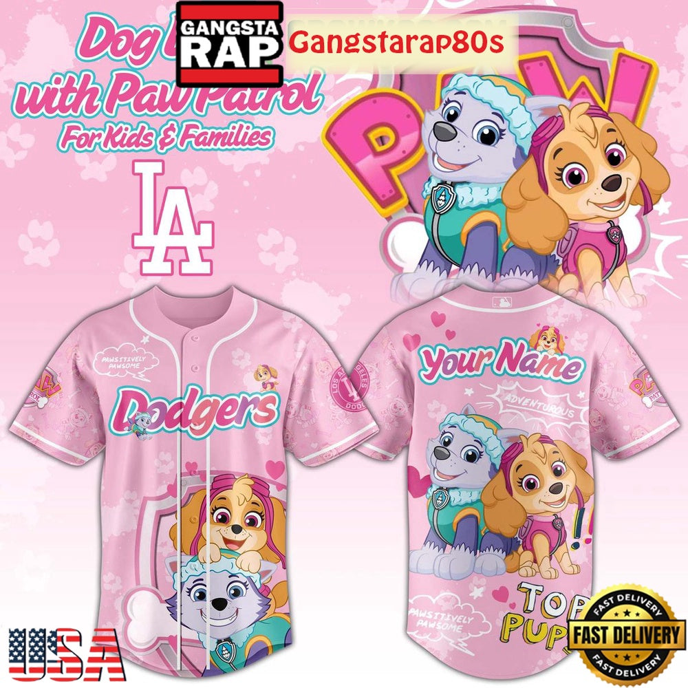 Los Angeles Dodgers x Dog Day With Paw Patrol For Kid And Families 2025 Baseball Jersey