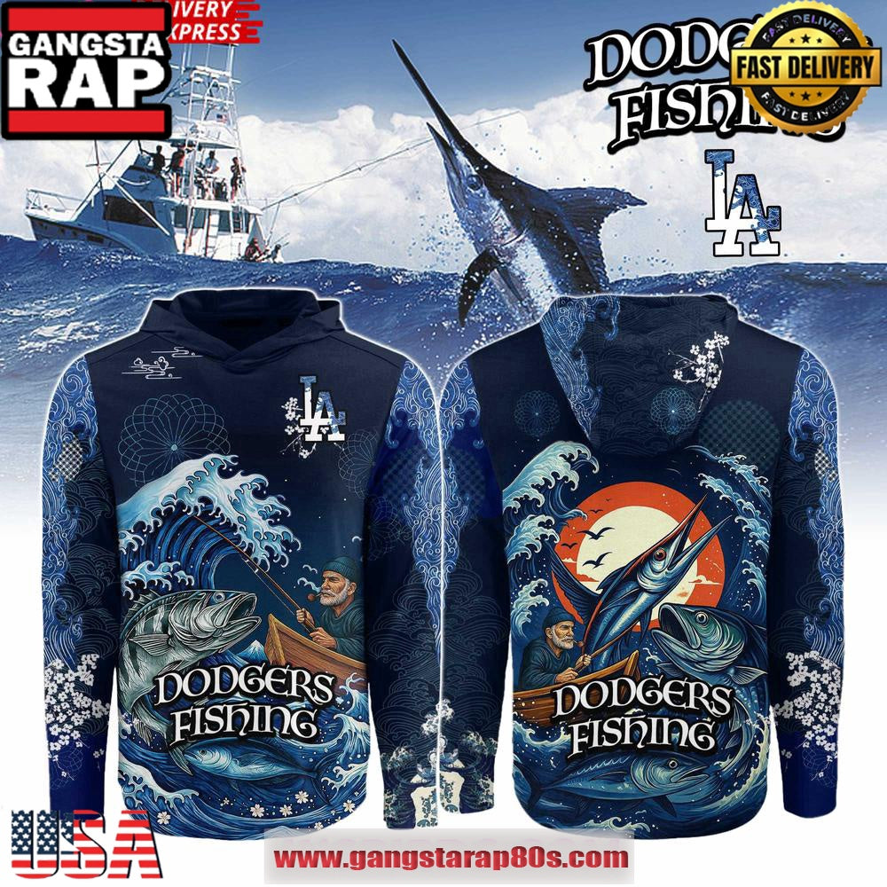 Los Angeles Dodgers x Wave Hunter Fishing Limited All Over Print Hoodie