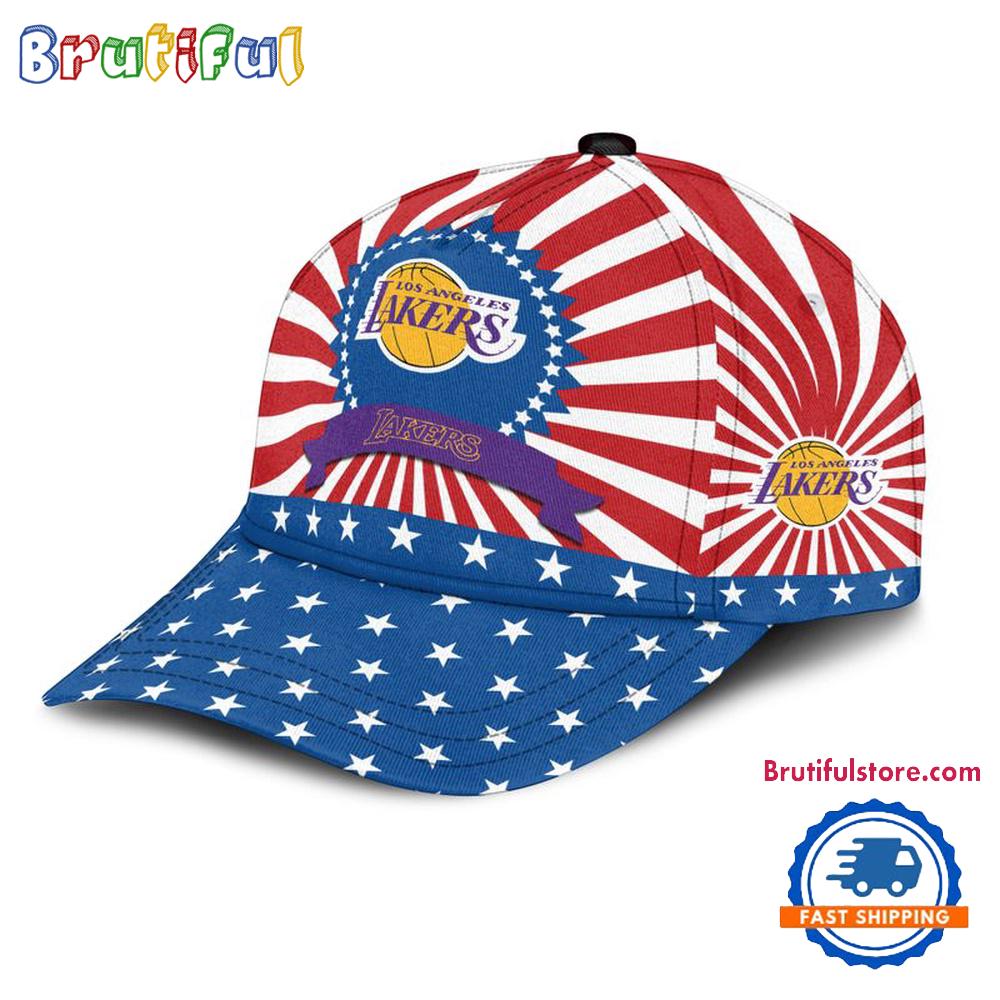 Los Angeles Lakers American Flag Pattern Independence Day Baseball Cap
