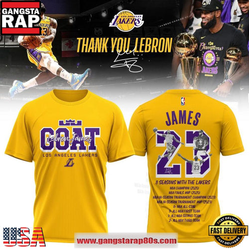 Los Angeles Lakers LeBron James GOAT 2026 Fan T Shirt
