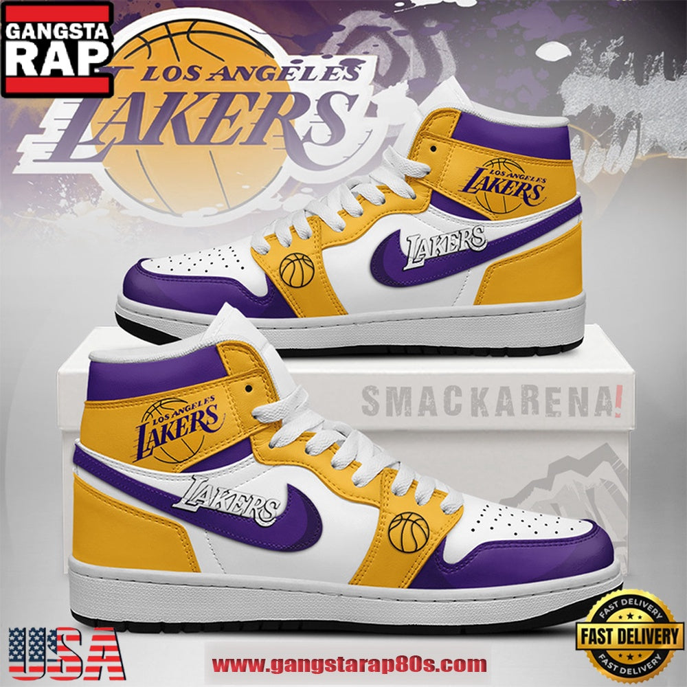 Los Angeles Lakers NBA New 2026 Version Air Jordan 1 High Top Sneakers Shoes