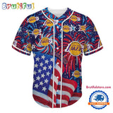 Los Angeles Lakers USA Flag Independence Day Baseball Jersey, Sport Team 4th of July Jersey