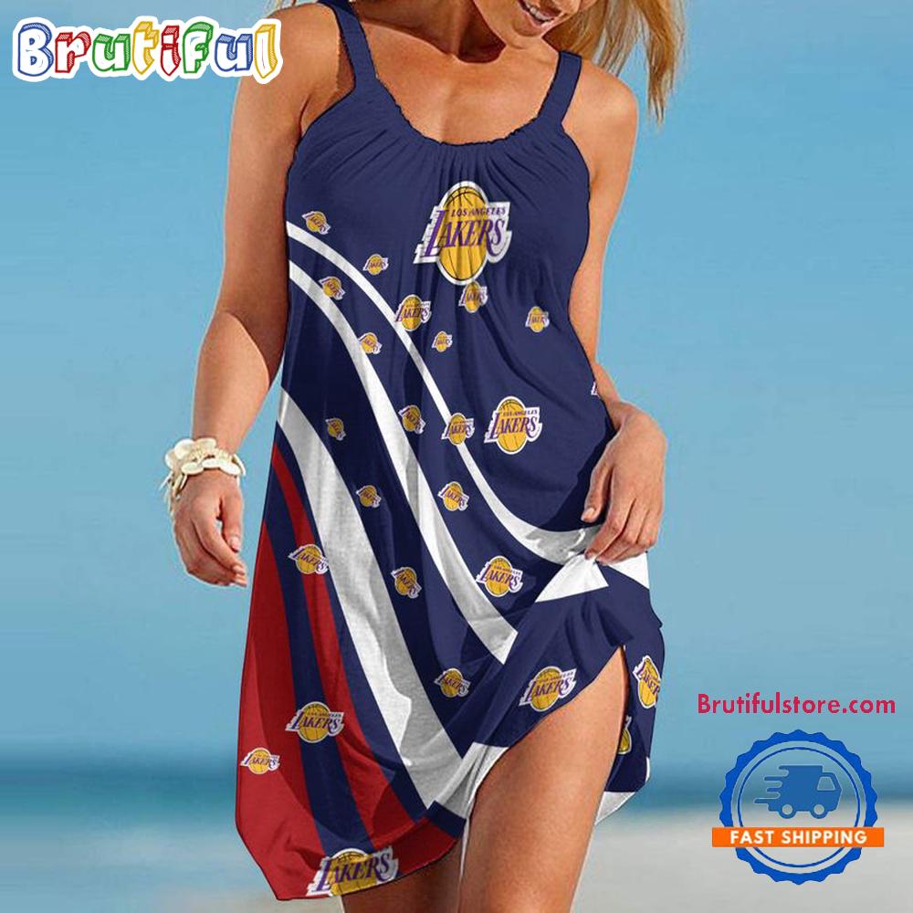 Los Angeles Lakers USA Independence Day Women’s Summer Beach Sling Dress