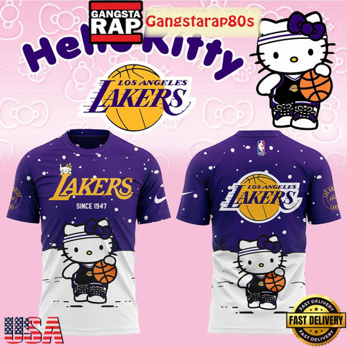 Los Angeles Lakers x Hello Kitty 2025 Christmas 3D Shirt