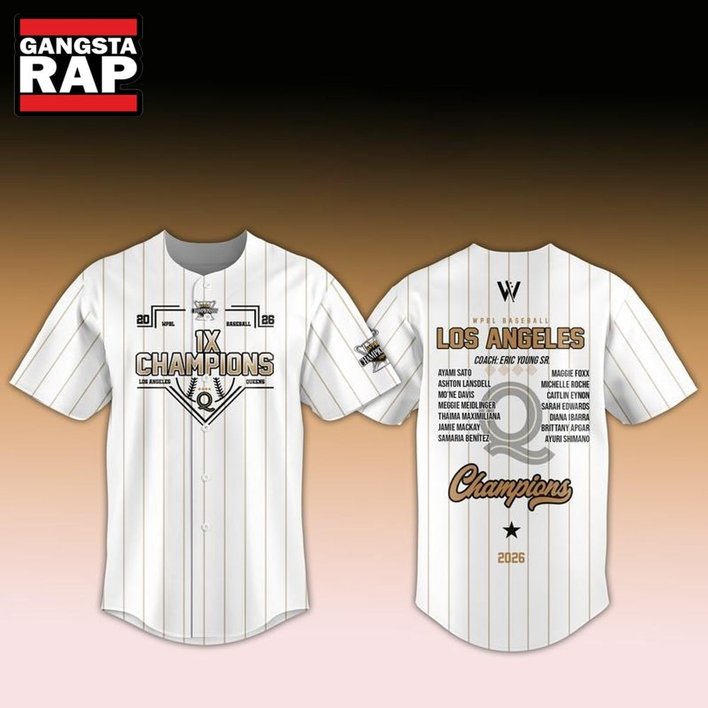 Los Angeles Queens Champions WPBL Baseball 2026 White Baseball Jersey