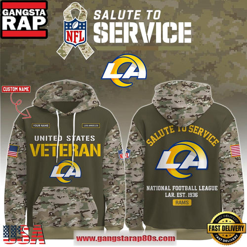 Los Angeles Rams NFL Veteran Birthday 2025 Custom Name Unisex Hoodie