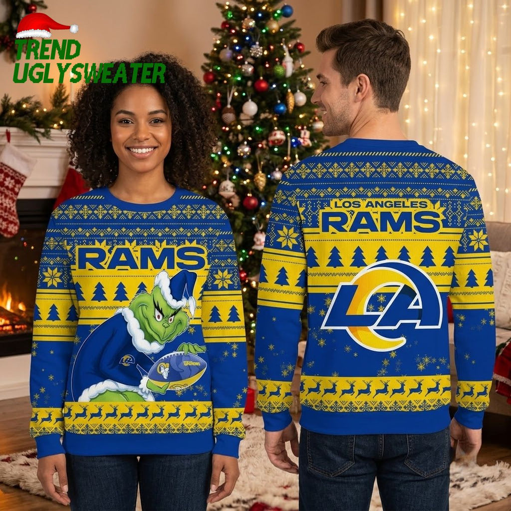Los Angeles Rams Grinch Football Player Ugly Christmas Sweater