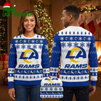 Los Angeles Rams Large LA Logo Snowflake Ugly Christmas Sweater