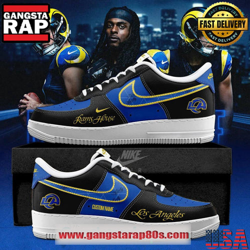 Los Angeles Rams Midnight Blue 2025 Rivalries Rams House Air Force 1 Running Sneakers Shoes